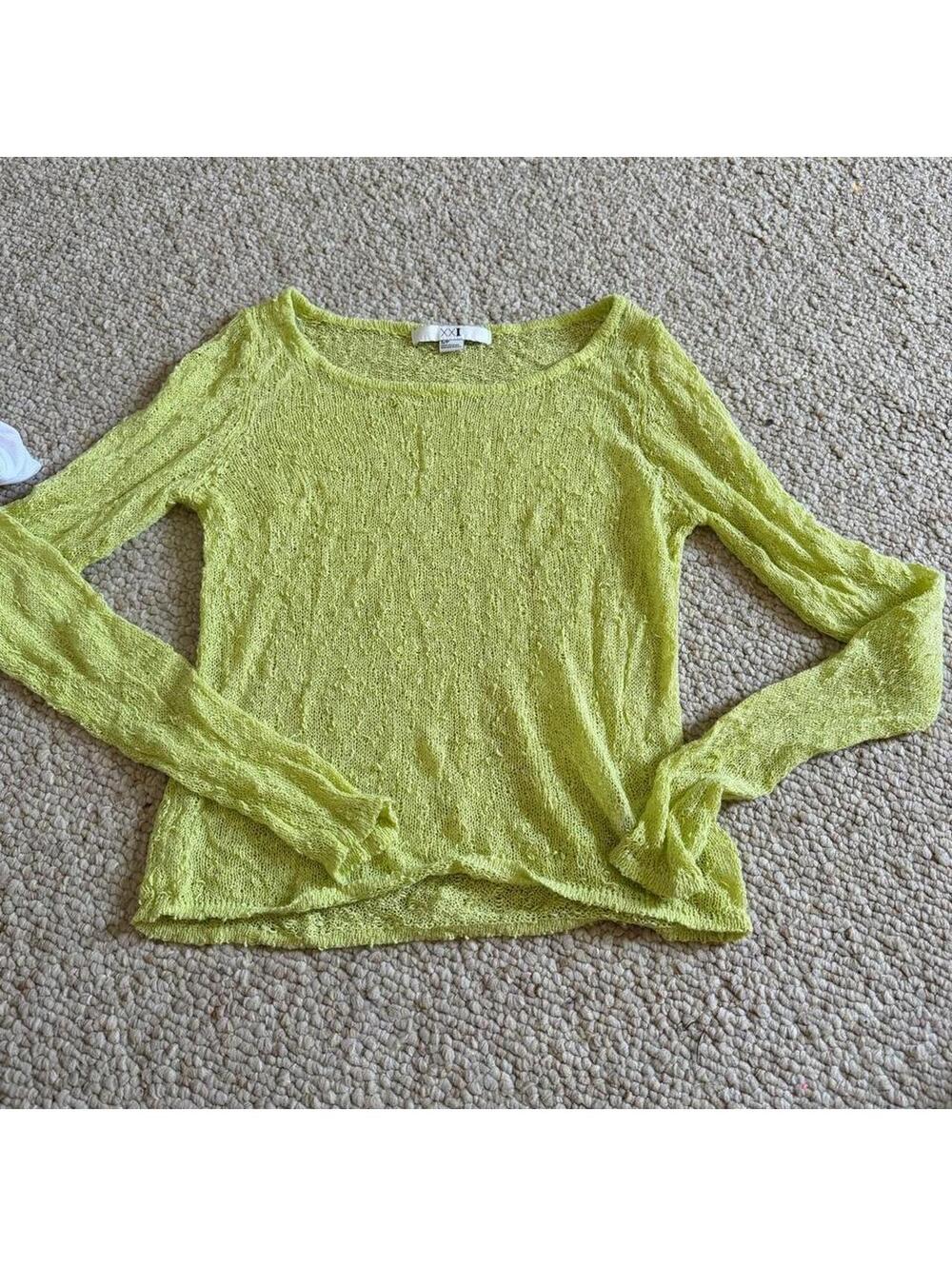 Fairycore lime green long sleeve Sheer top